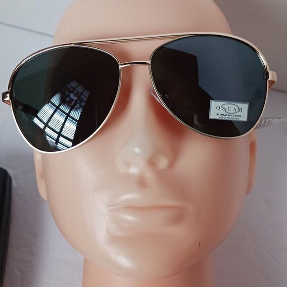 OSCAR DE LA RENTA Aviator Unisex Gold Metal Frame Sunglasses - Picture 1 of 6